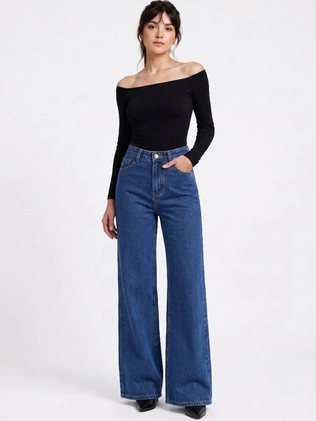 glitchez Women Comfort Wide Leg High-Rise Light Fade Stretchable Jeans - view 1