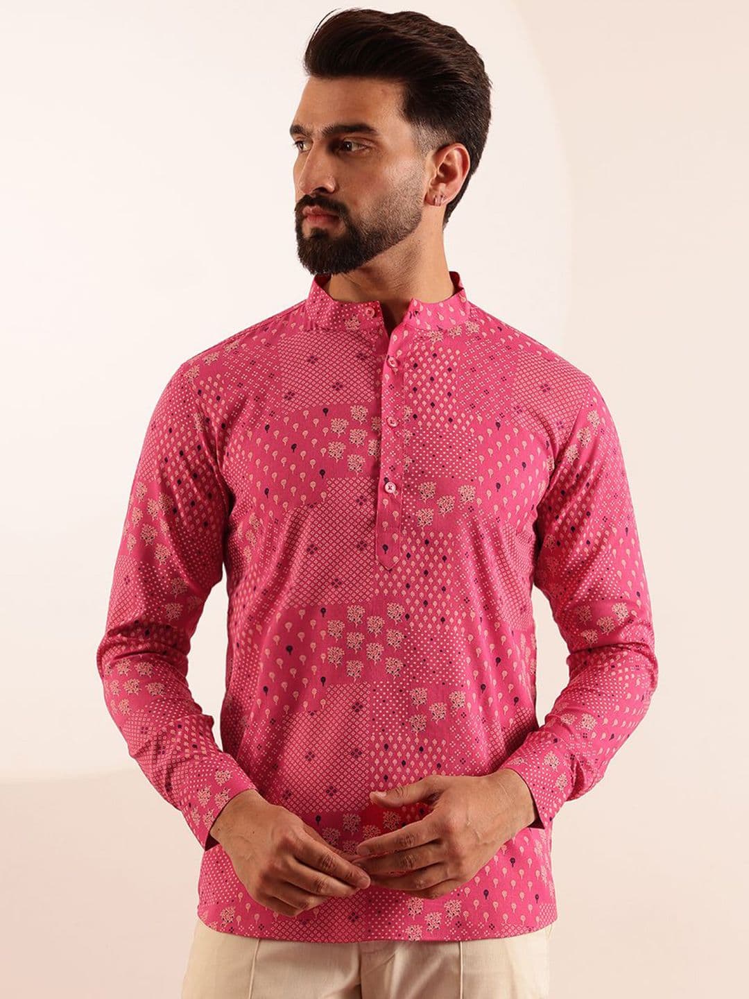Anouk Ethnic Motifs Printed Mandarin Collar Short Kurta - view 1
