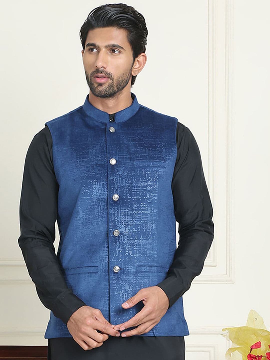 Anouk Woven Mandarin Collar Neck Nehru Jacket - view 1