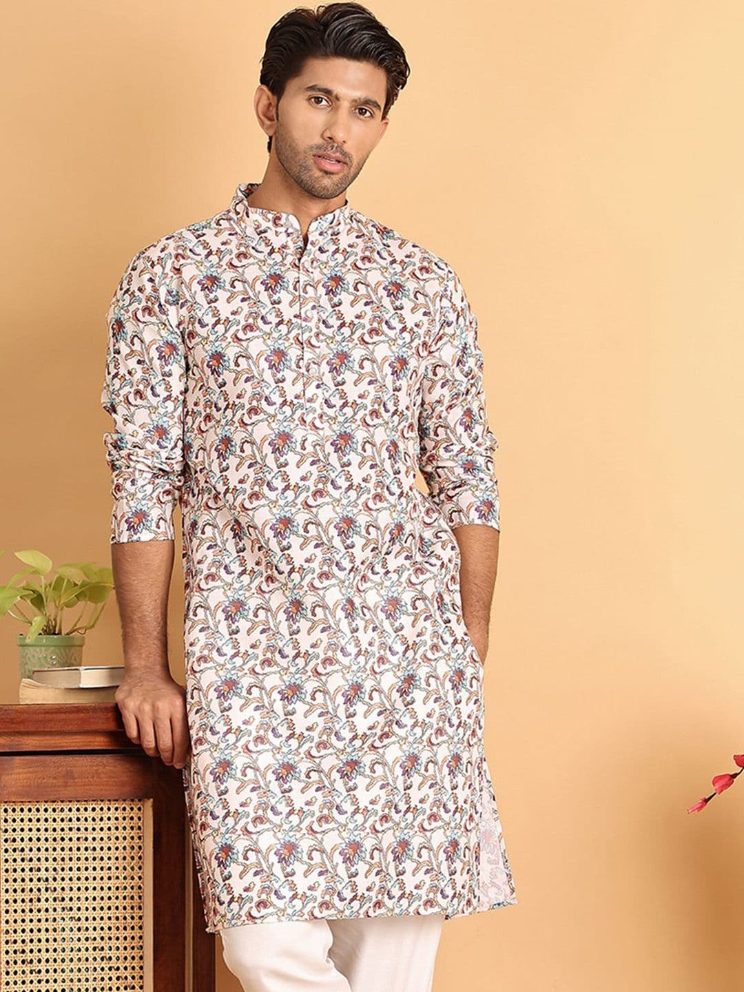 Anouk Men Floral Printed Kurta - view 1