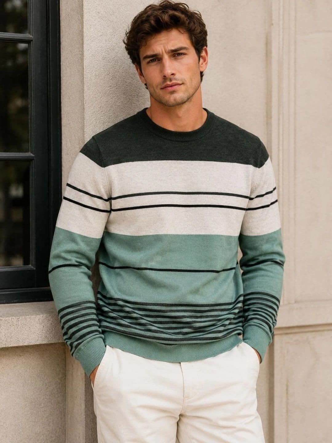 Moda Rapido Men Striped Woollen Pullover - view 1