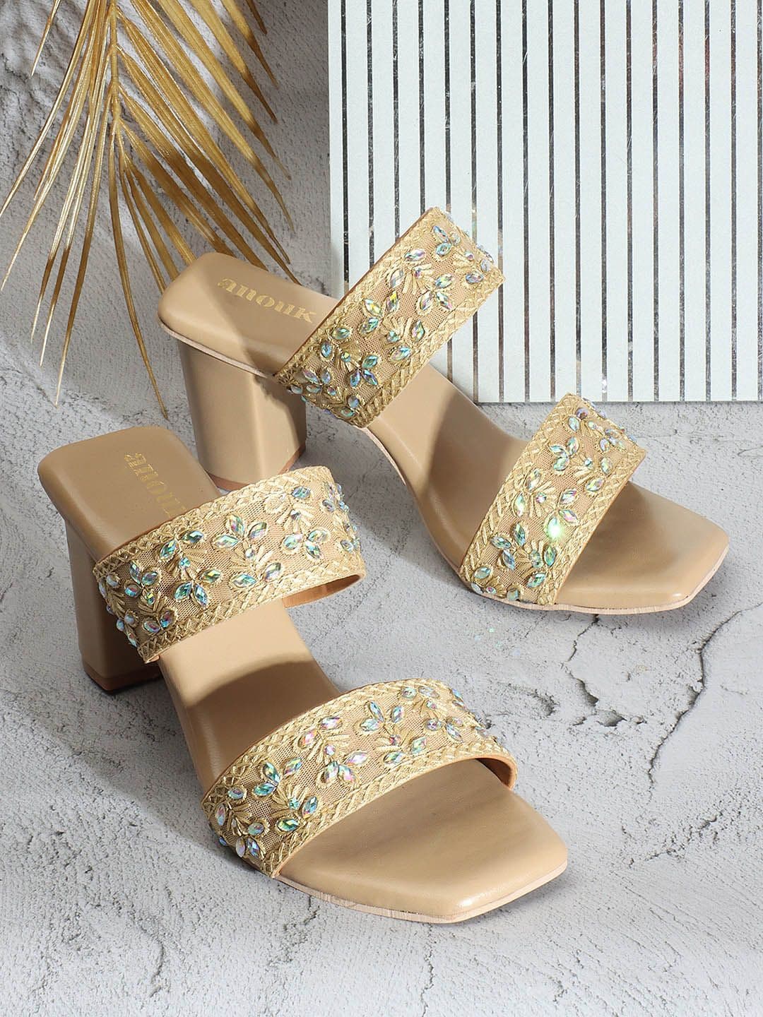 Anouk Embellished Ethnic Block Heels - view 1