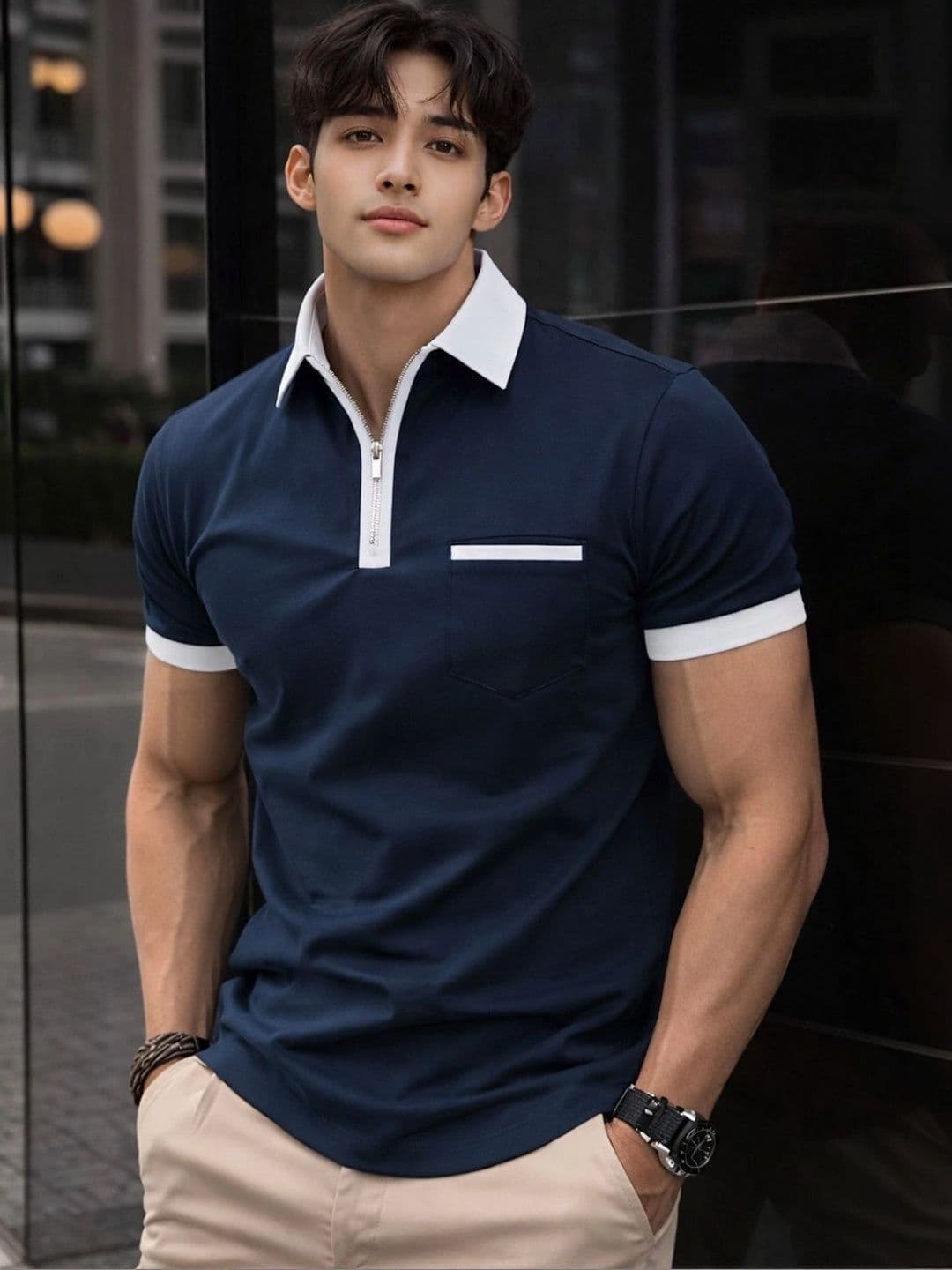 FLEXOTIC Men Polo Collar Pockets T-shirt - view 1