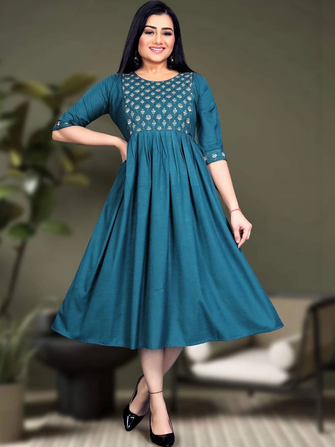Kalavritta Ethnic Motifs Embroidered A-Line Dress - view 1
