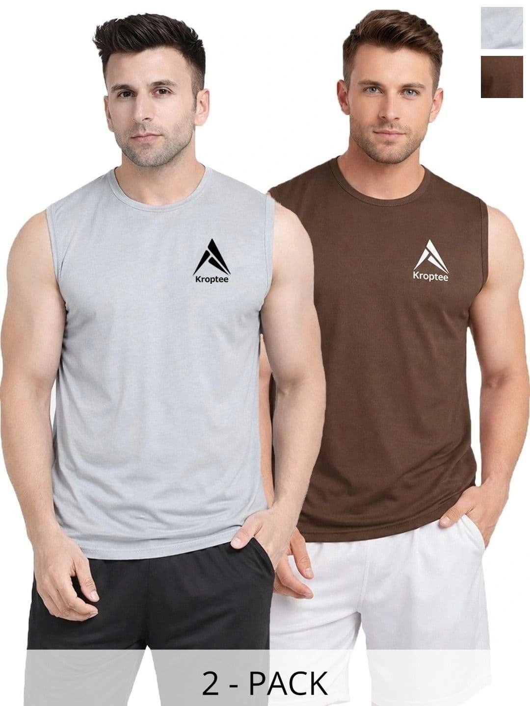 Kroptee Pack of 2 Cotton Blend Gym Vest - view 1
