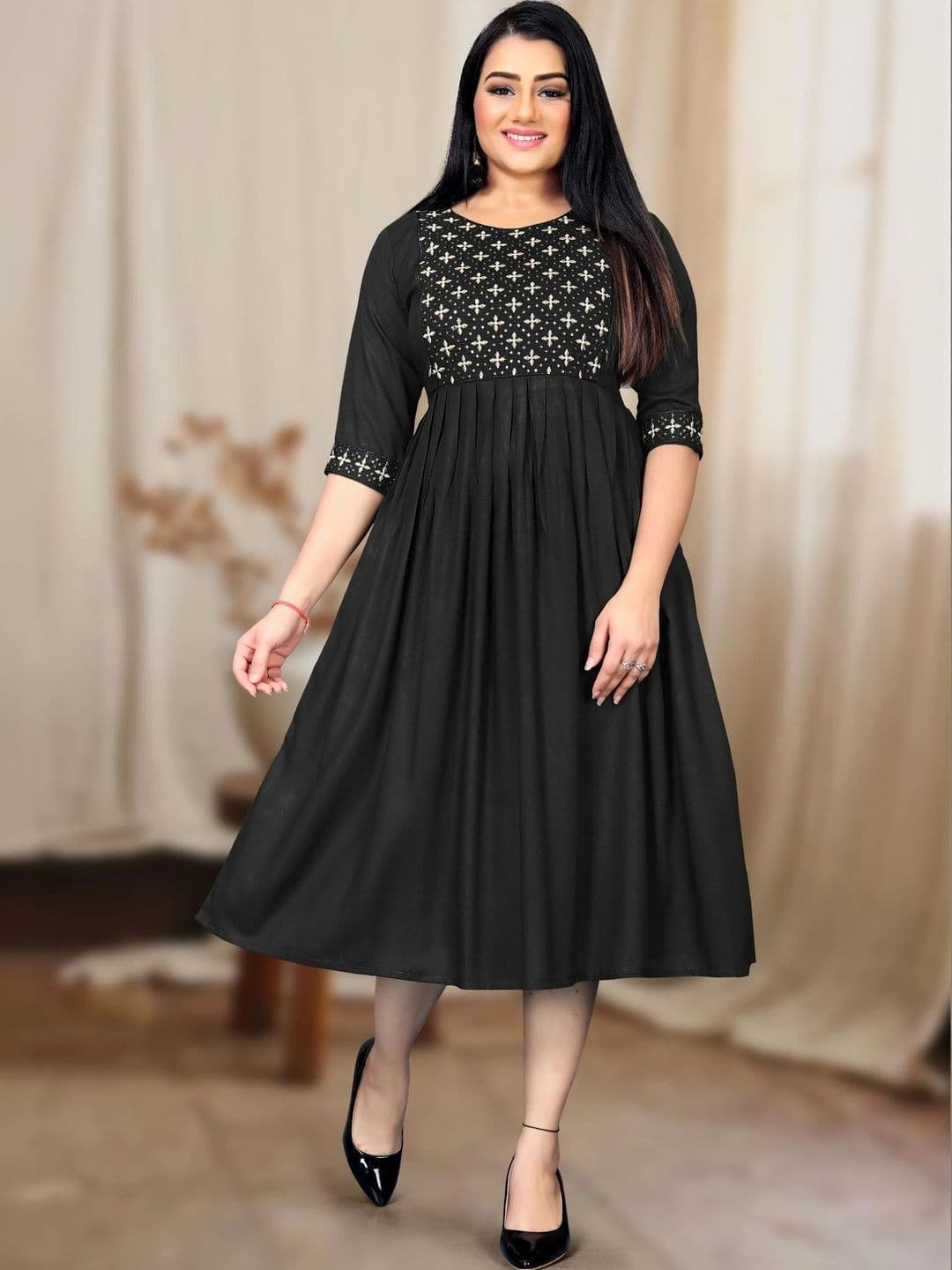 Kalavritta Ethnic Motifs Embroidered A-Line Dress - view 1