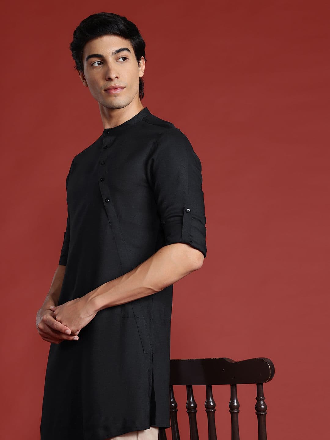 Anouk Asymmetric Roll-Up Sleeves Kurta - view 1