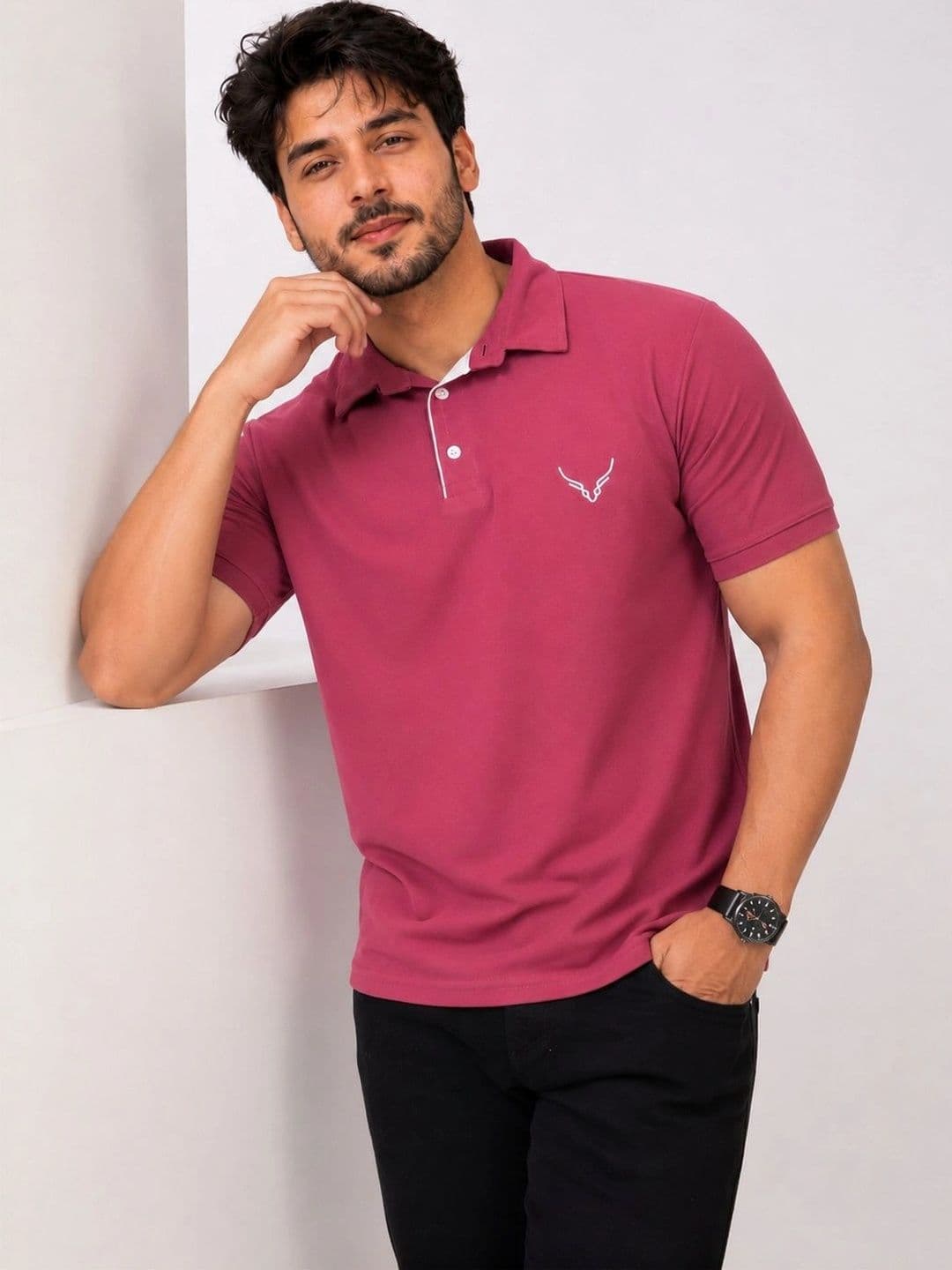 AVRIE Men Brand Logo Polo Collar T-shirt - view 1