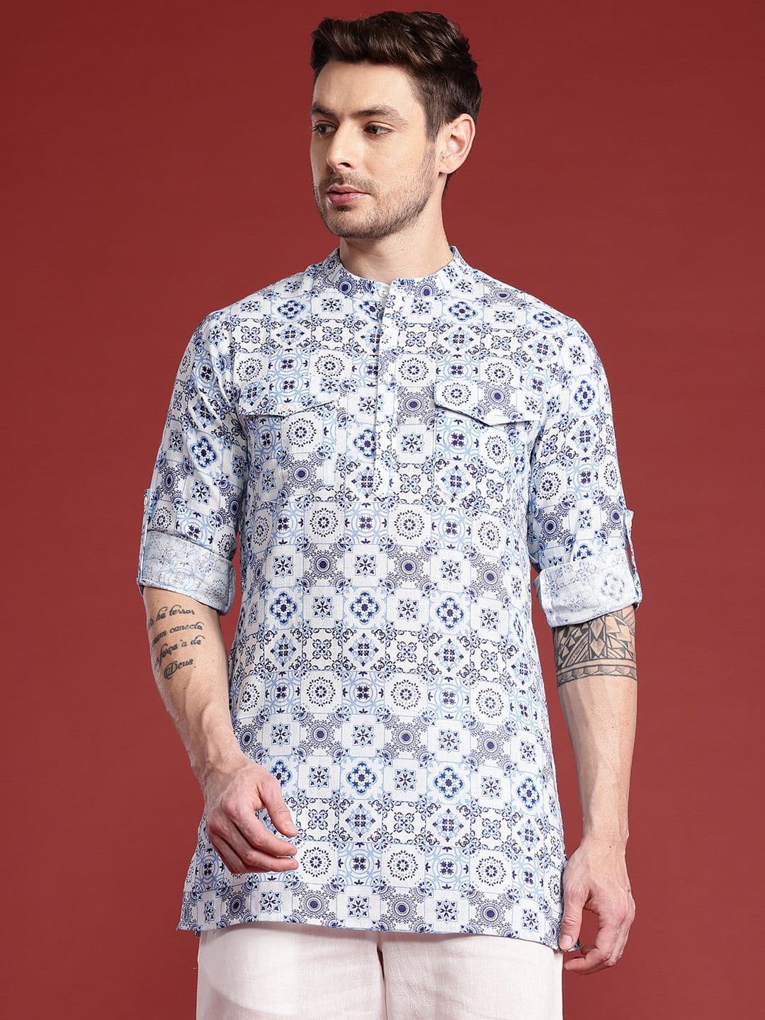 Anouk Band Collar Ethnic Motifs Printed Kurta - view 1