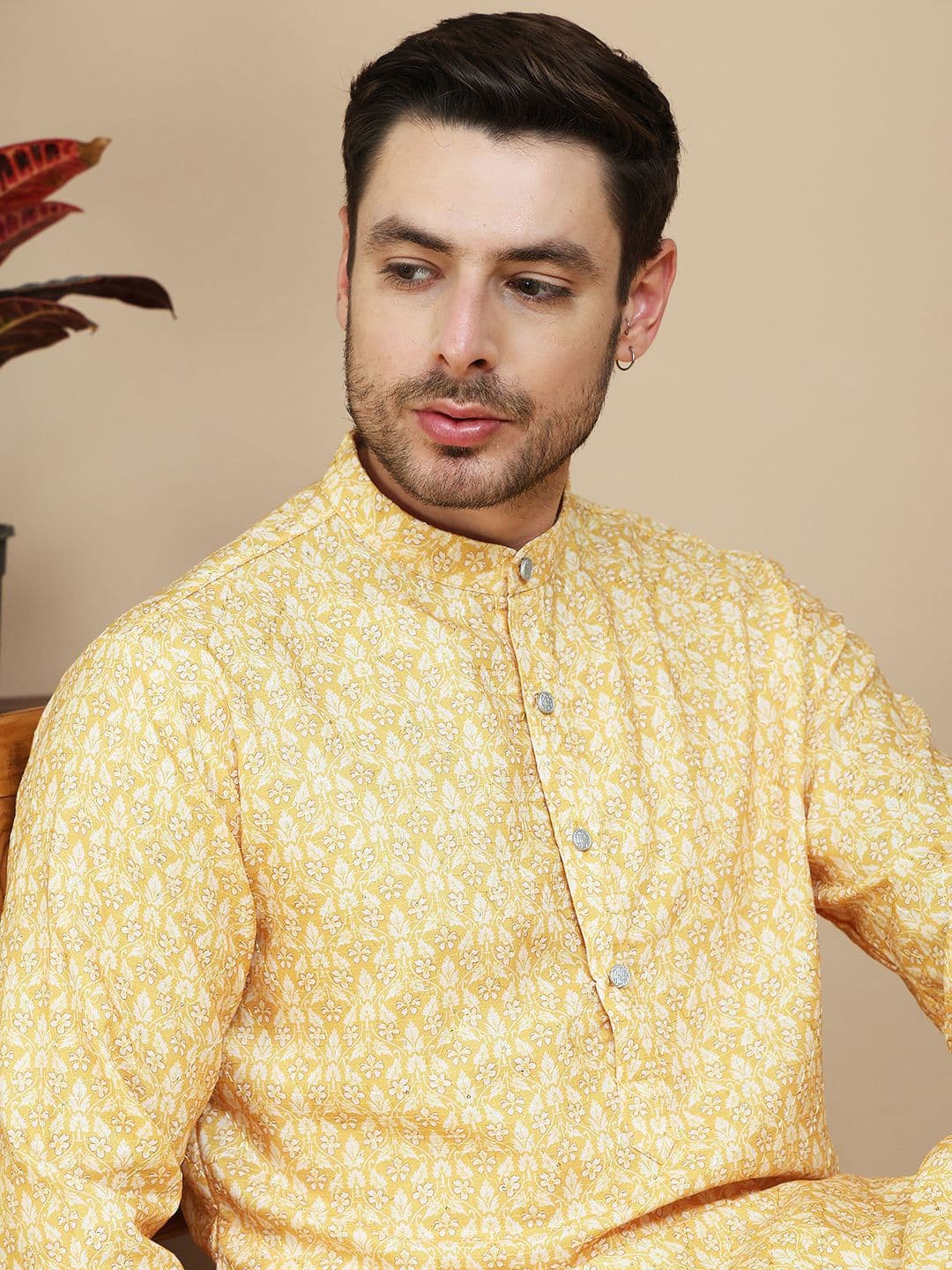 Anouk Men Floral Printed Sequinned Kurta - view 1