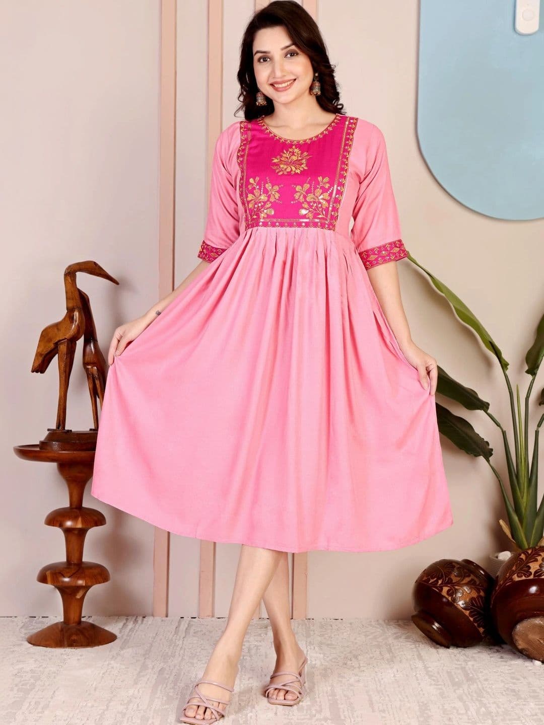 Kalavritta Embroidered A-Line Midi Dress - view 1