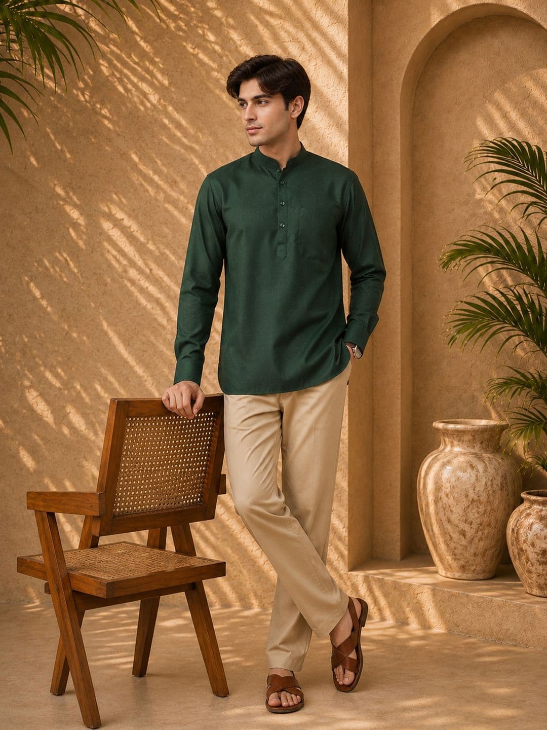 Anouk Mirage Mandarin Collar Above Knee Straight Kurta - view 1