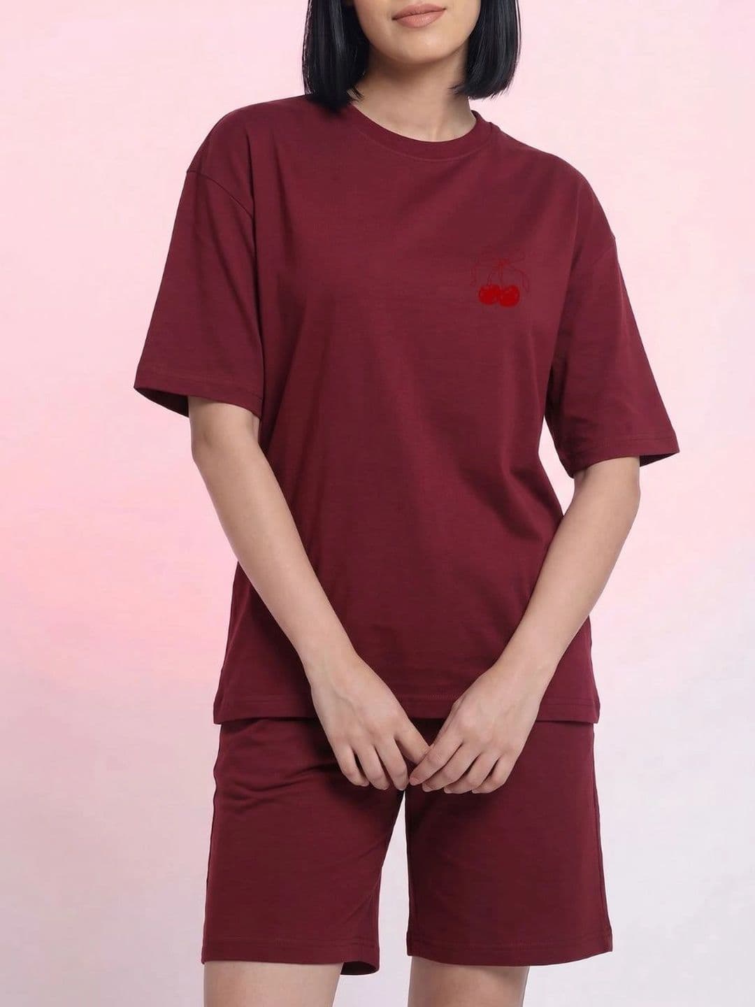 TOXA Cherry Red Cotton Printed T-shirt with Shorts - view 1