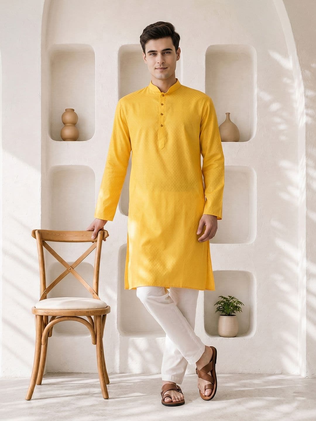 Anouk Woven Design Mandarin Collar Straight Kurta - view 1