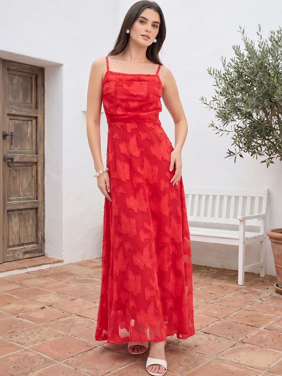 aayu Ruffled Jacquard Maxi Dress - view 1