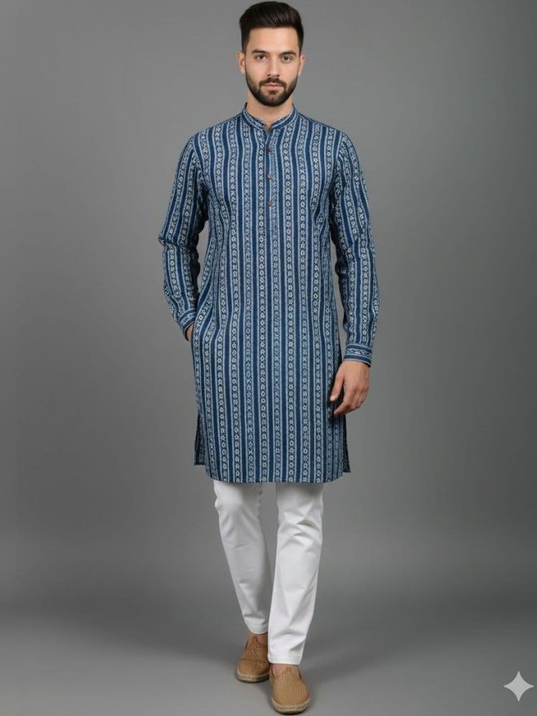Anouk Mirage Men Geometric Printed Thread Work Kurta - view 1