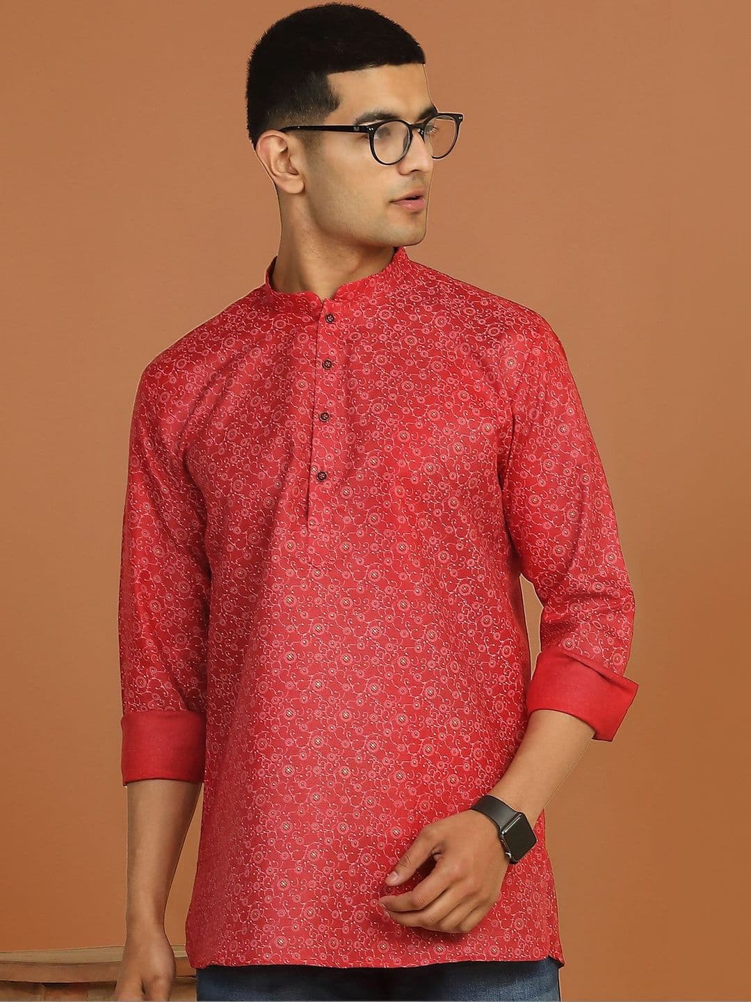 Anouk Mirage Floral Printed Maroon Short Kurta - view 1