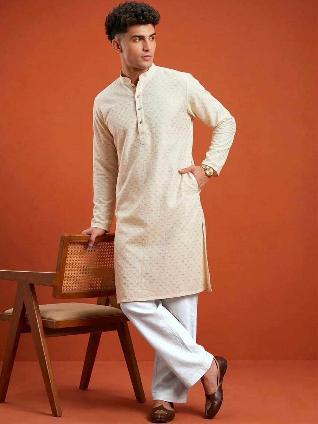Anouk Men Jacquard Kurta - view 1
