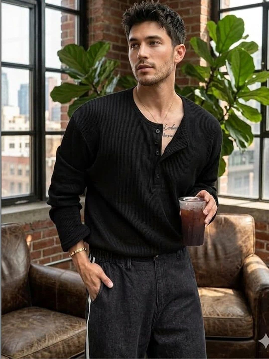 Emavic Men Henley Neck T-shirt - view 1