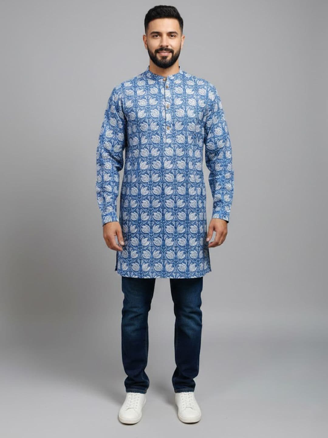 Anouk Mirage Men Printed Thread Work Pathani Kurta - view 1