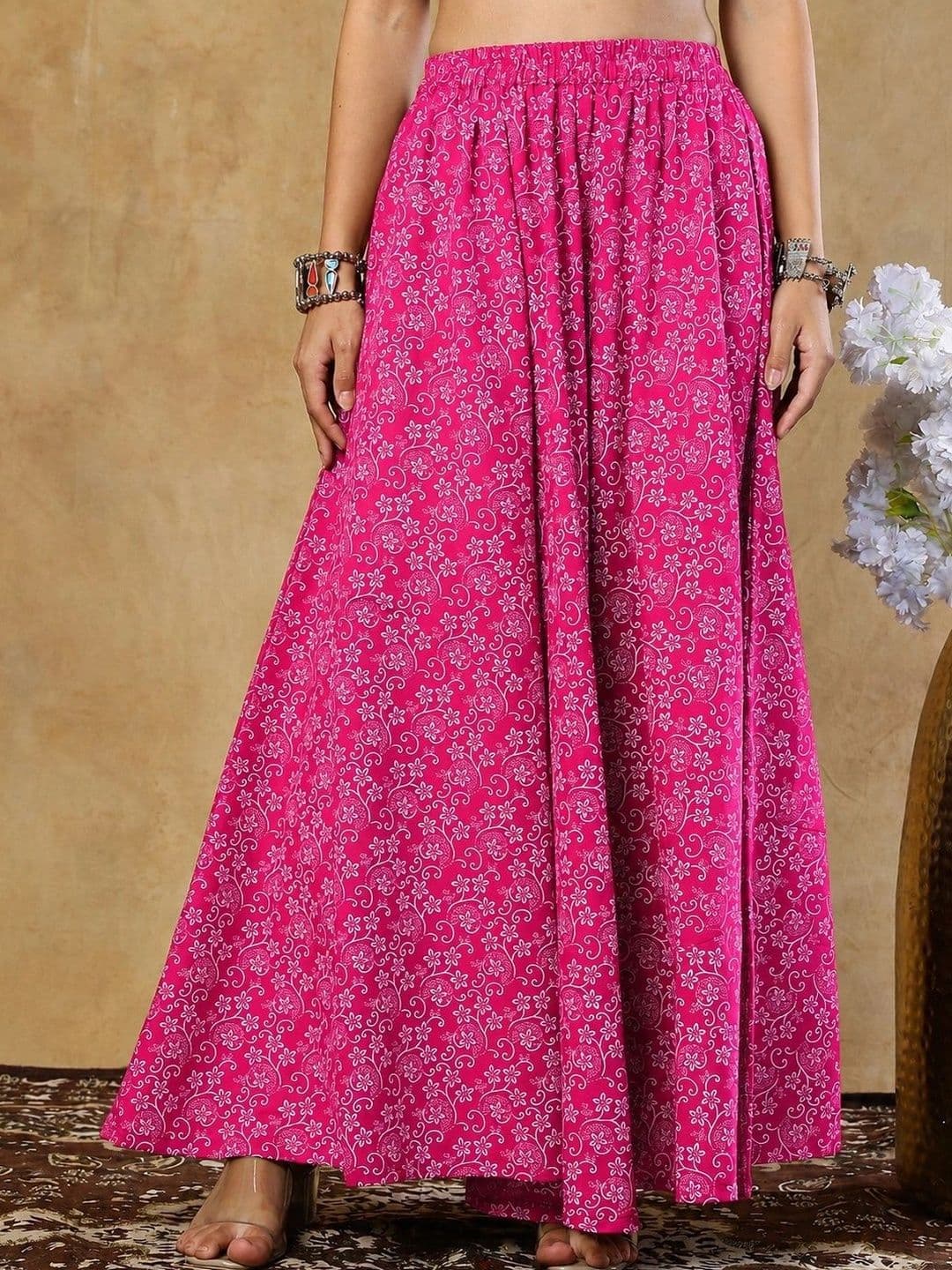 Enchanted Drapes Women Cotton Floral Maxi Flared Skirt - view 1