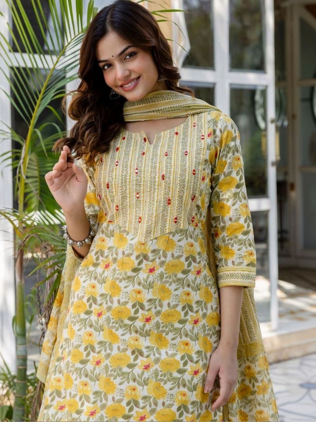 Anouk Rustic Women Floral Printed Pure Cotton Kurta with Trousers & Dupatta - view 1
