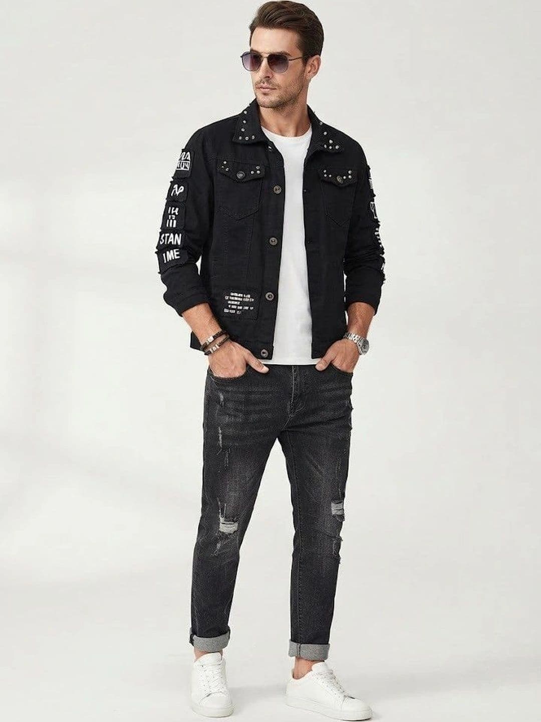 Suo Men Typography Denim Jacket - view 1