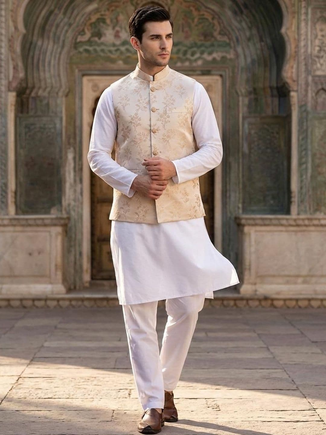 Anouk Printed Mandarin Collar Nehru Jackets - view 1