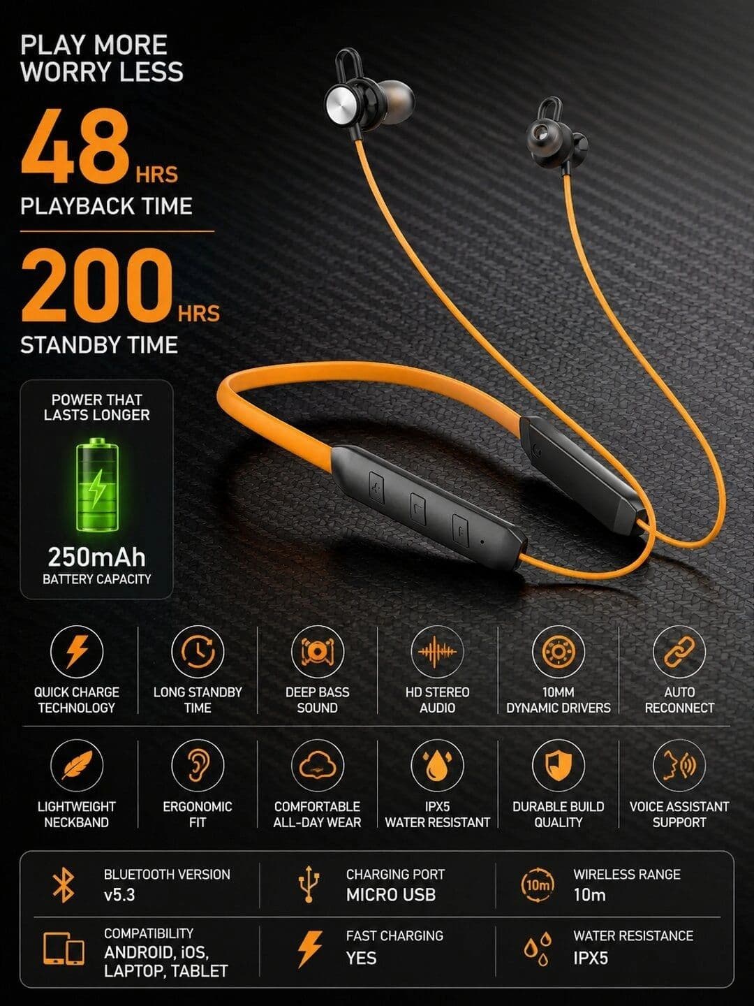 zusix Bluetooth In-Ear Wireless Neckband - view 1