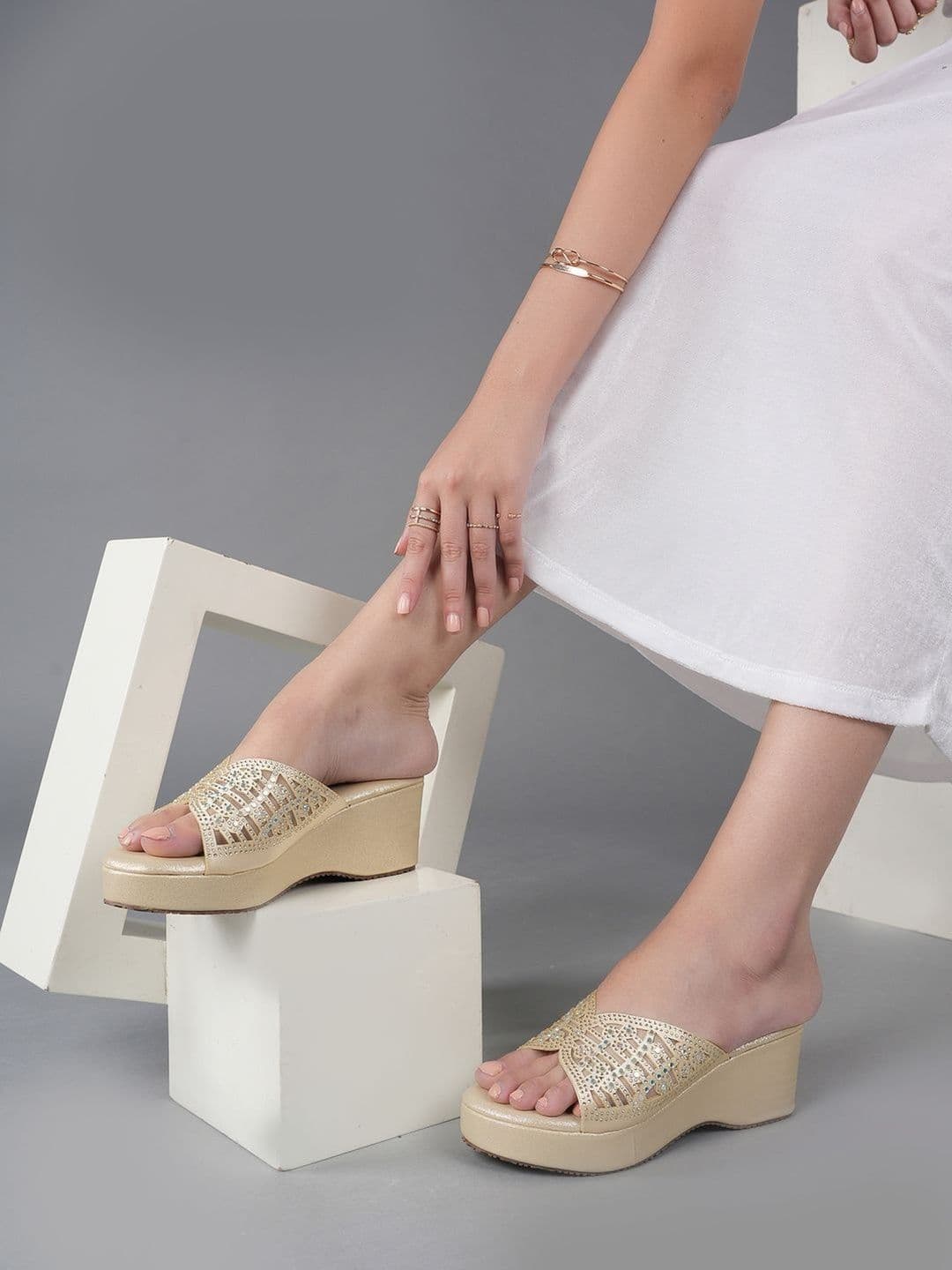 Anouk Women Synthetic Embellished Party Wedge - view 1