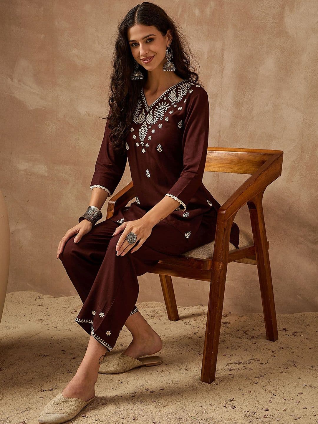 Anouk Embroidered Tunic With Trousers Co-Ords - view 1