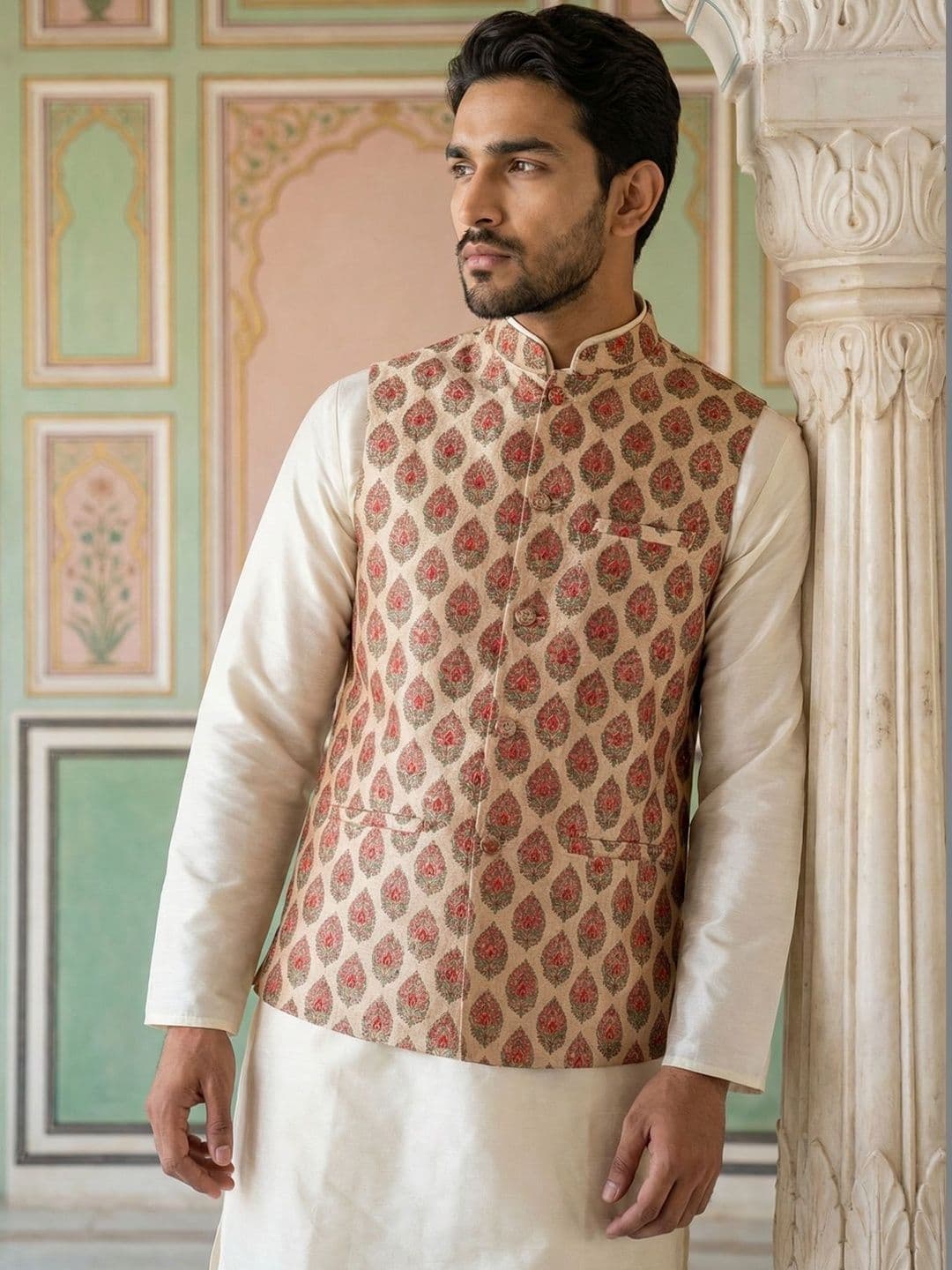 Anouk Floral Printed Nehru Jackets - view 1
