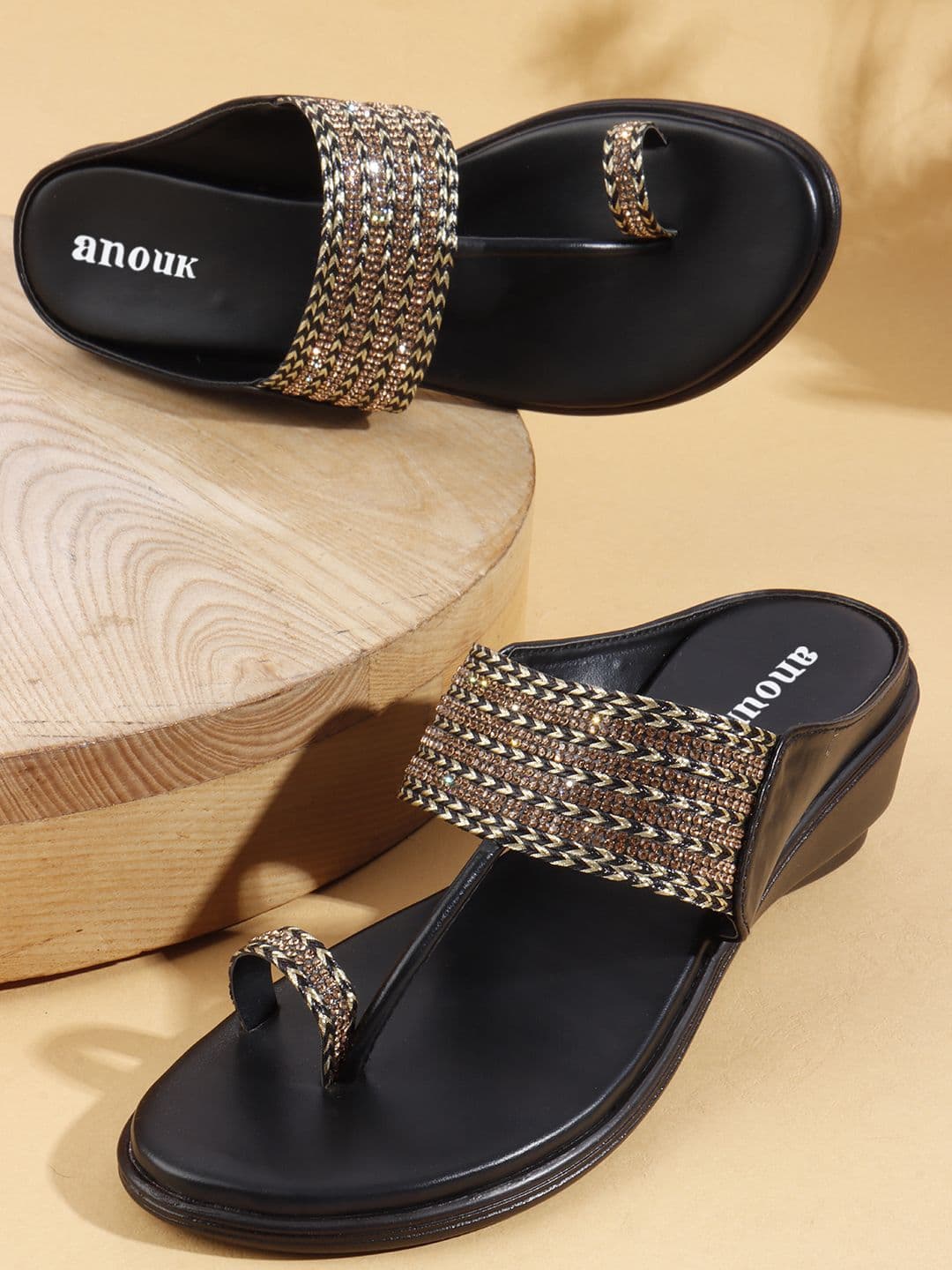 Anouk Women Open Toe Ethnic Embellished Wedge Heels Sandals - view 1