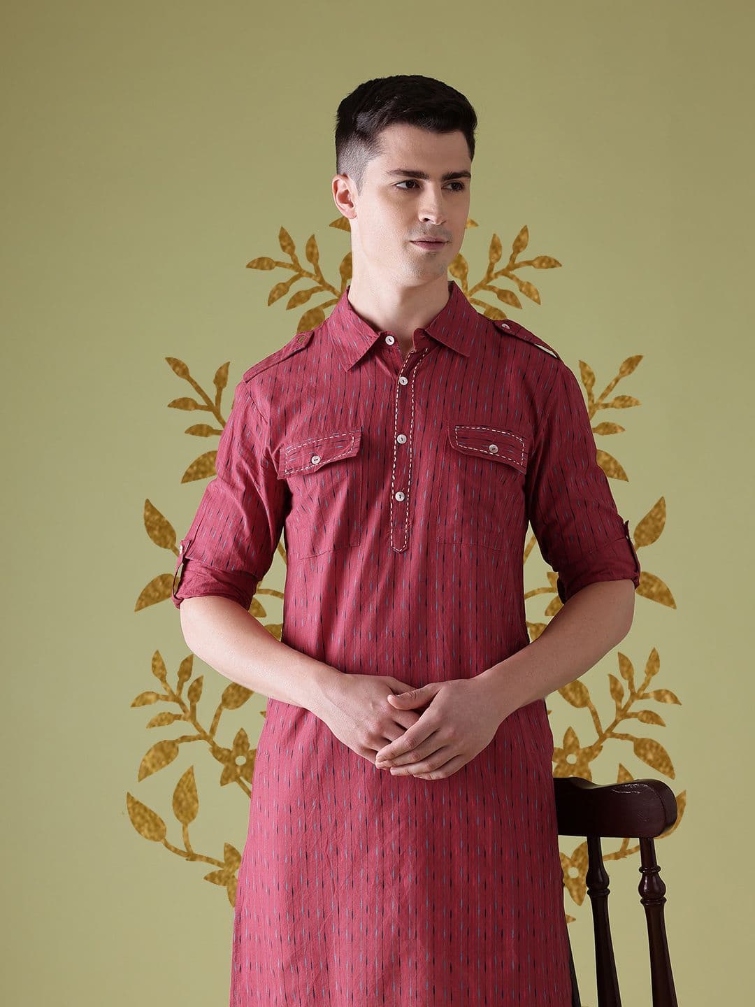 Anouk Cotton Roll-Up Sleeves Printed Kurta - view 1