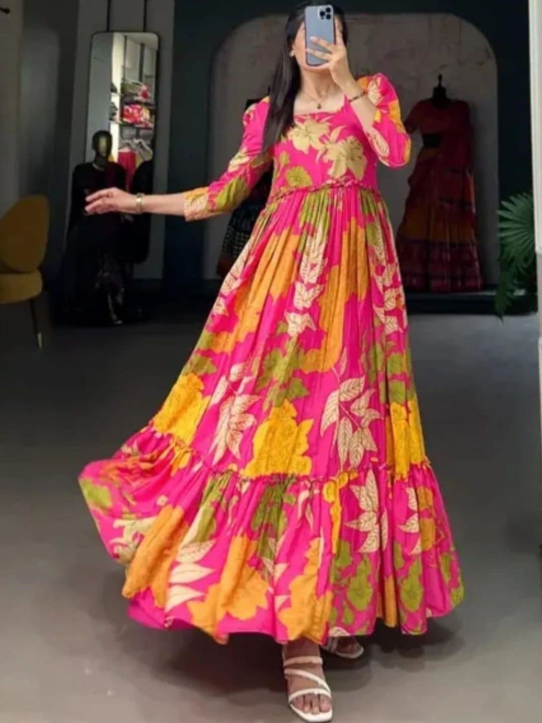 MG FASHION Floral Print Georgette Maxi Dress - view 1