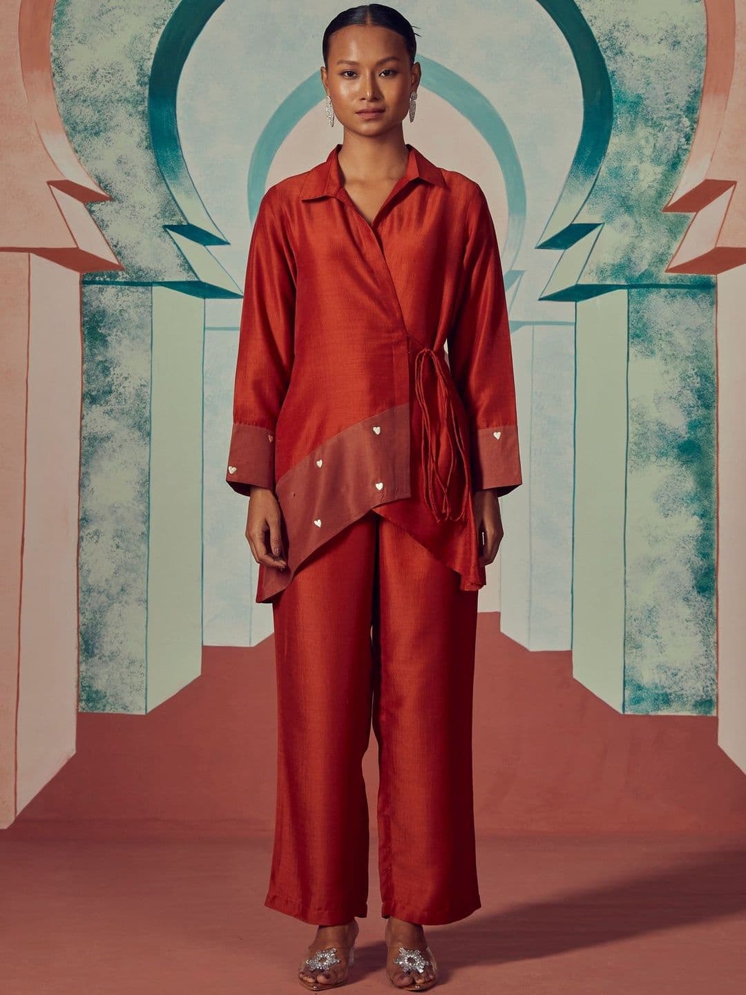 Anouk Embroidered Shirt Collar Top & Trousers Co-Ords - view 1