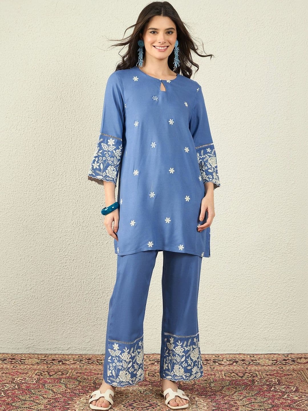 Anouk Embroidered Viscose Rayon Round Neck Co-Ords - view 1