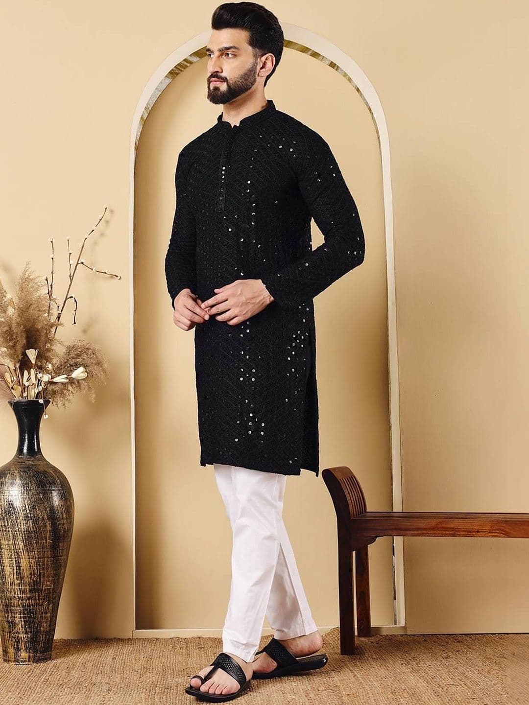 Anouk Men Embroidered Mirror Work Kurta - view 1