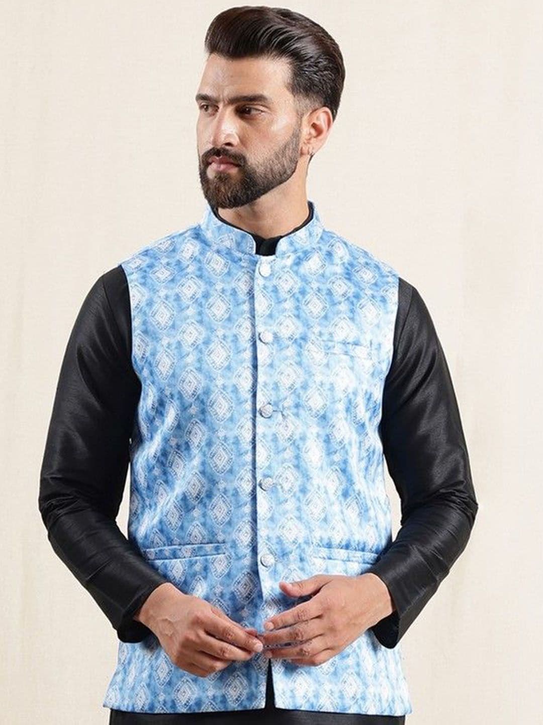 Anouk Geometric Printed Nehru Jacket - view 1