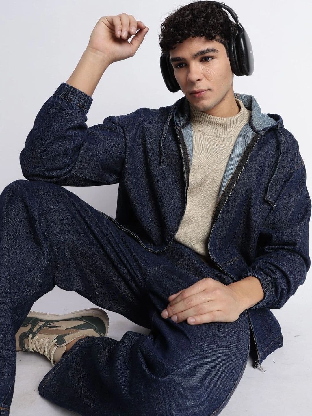 Blu MNKY Classic Denim Zip-Up Hoodie Jacket - view 1