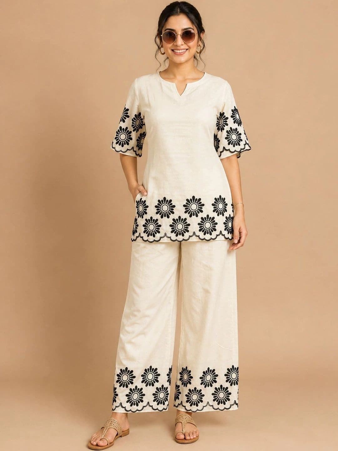GRINISH Embroidered Tunic with Palazzos - view 1