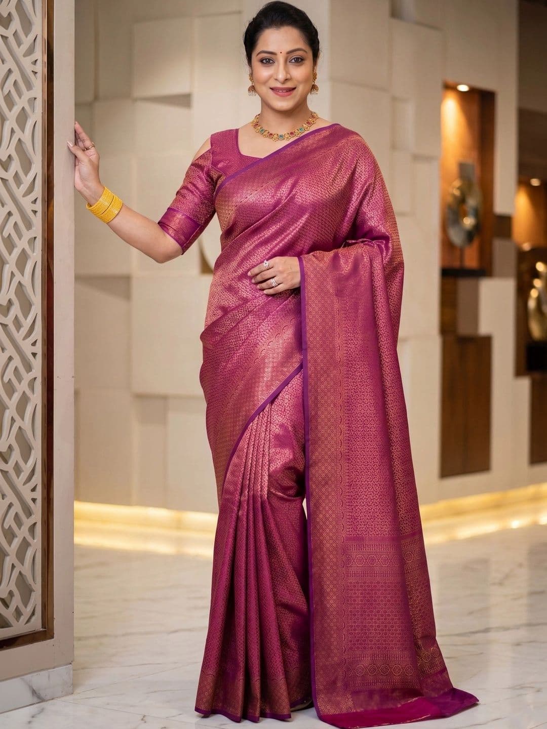 MITAL ENTERPRISE Woven Design Zari Pure Silk Banarasi Saree With Blouse - view 1