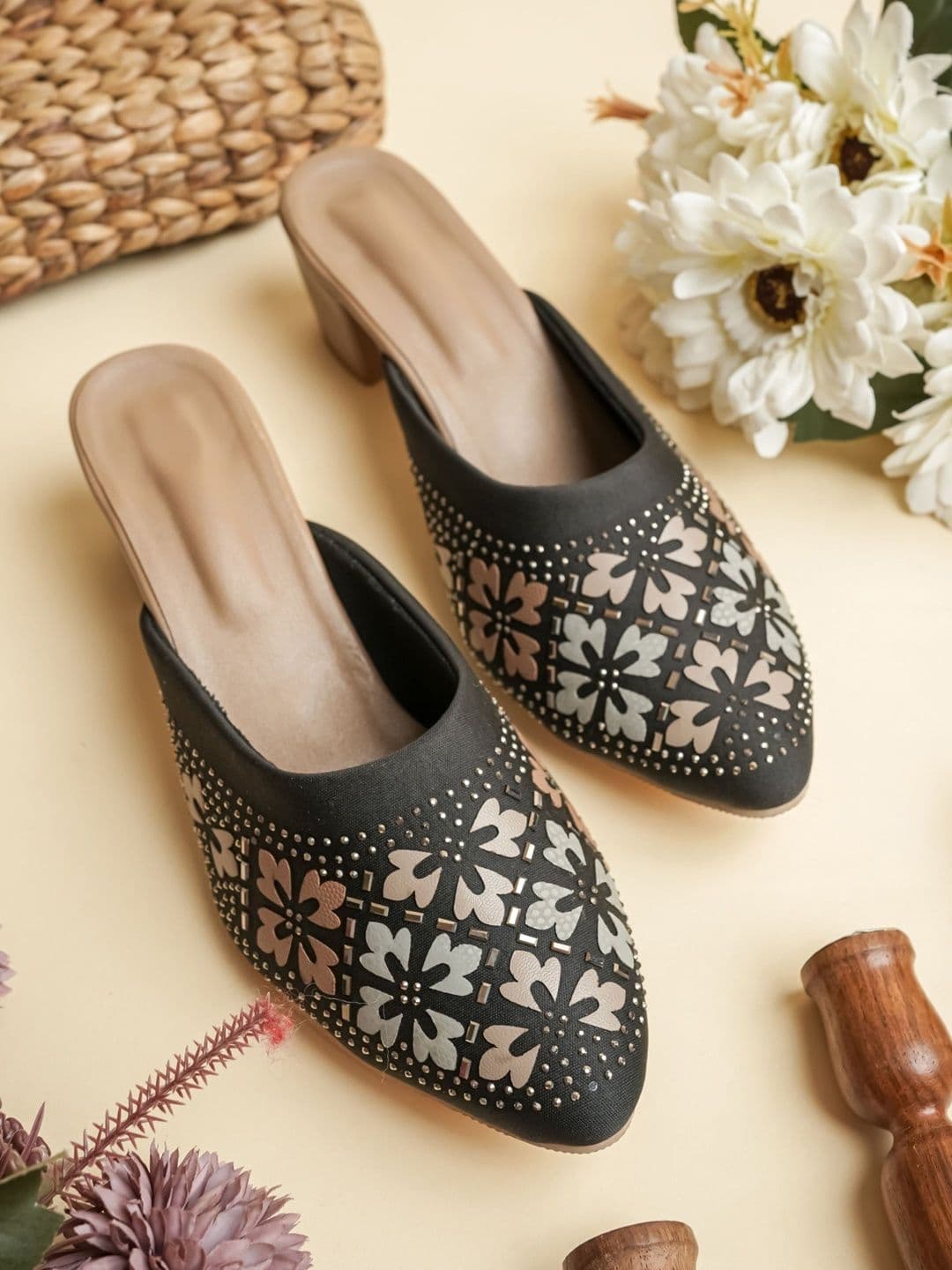 Anouk Embellished Party Block Mules - view 1