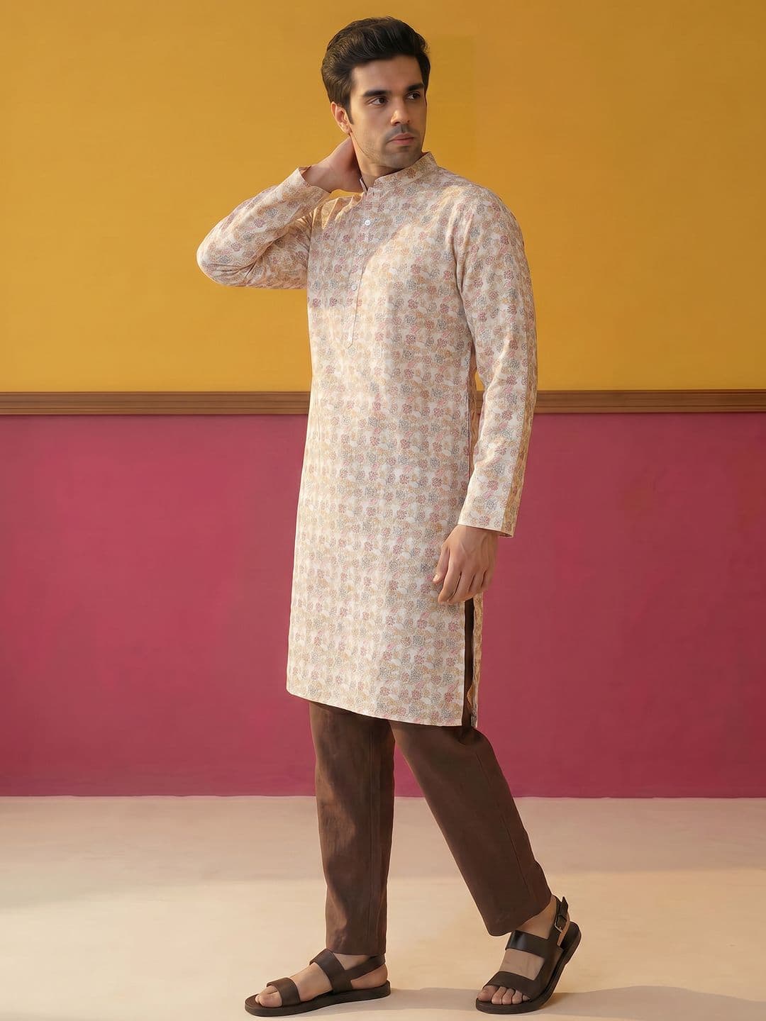 Anouk Floral Printed Mandarin Collar Kurta - view 1