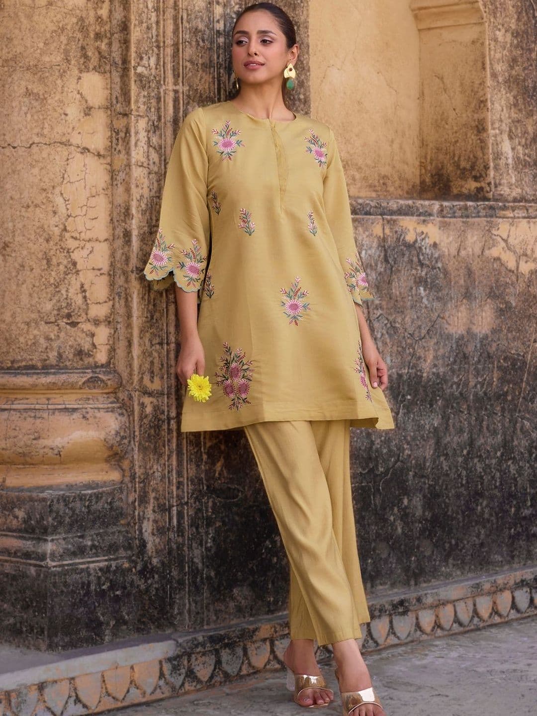 Anouk Embroidered Round Neck Tunic & Trousers Co-Ords - view 1