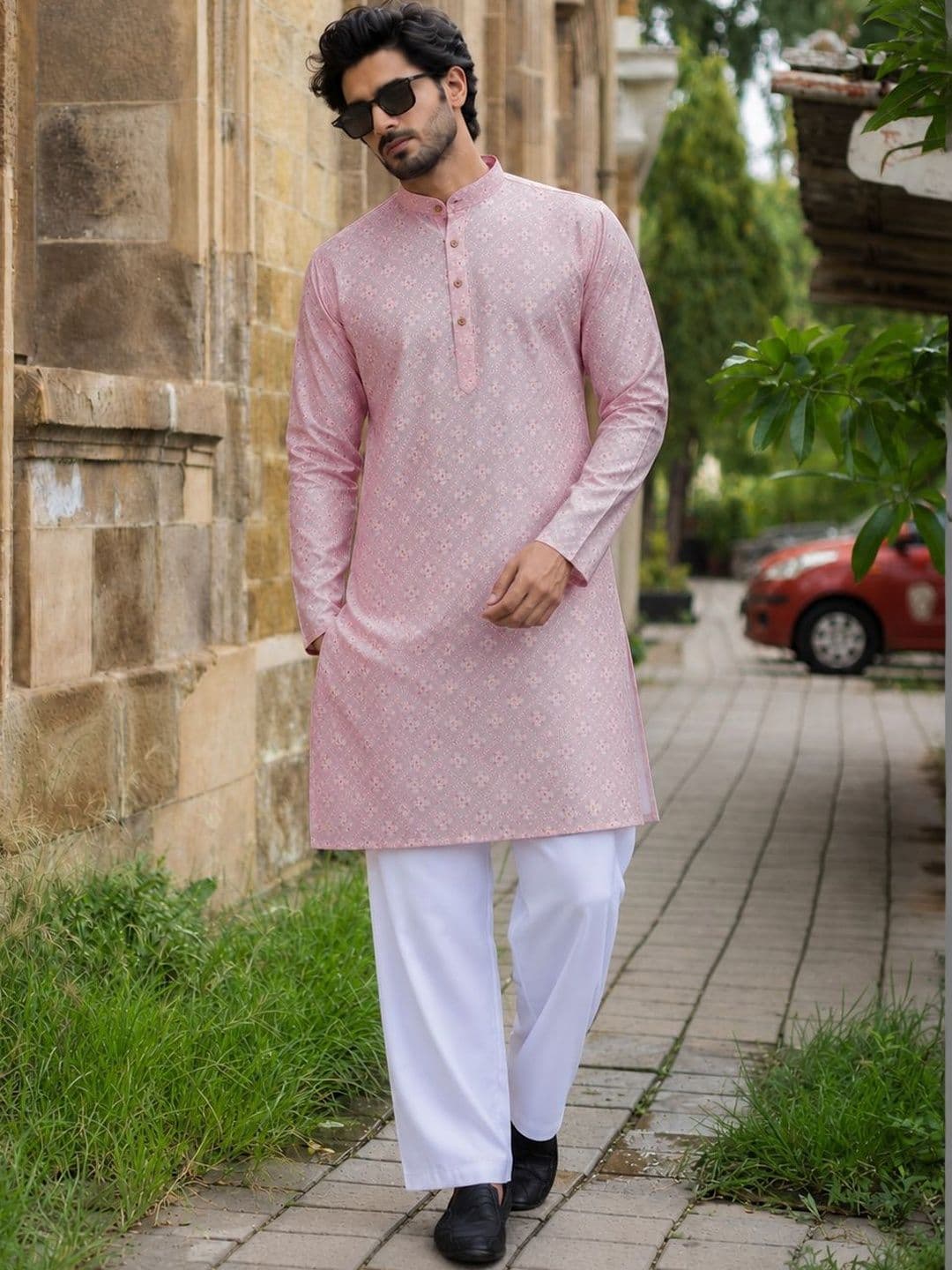 Anouk Printed Band Collar Straight Long Kurta - view 1