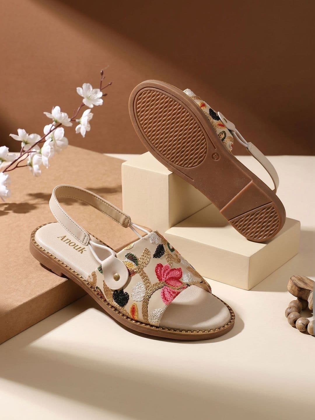 Anouk Women Colourblocked Open Toe Flats with Embroidered - view 1