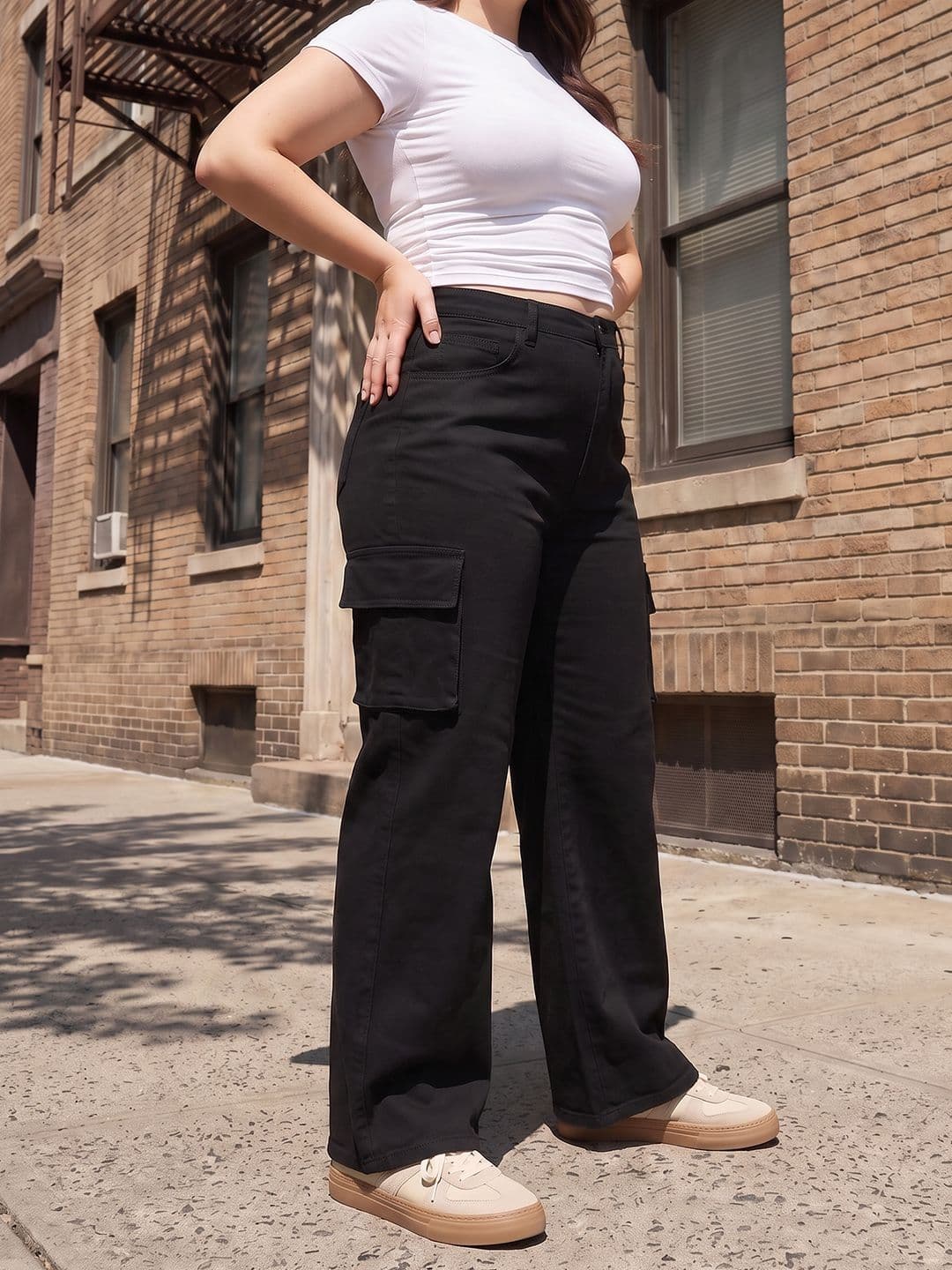Sztori Plus Size Women Relaxed Fit Cargo Style Stretchable Jeans - view 1