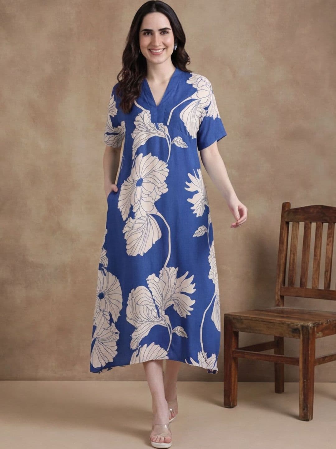Anouk Floral Printed A-Line Ethnic Dress - view 1