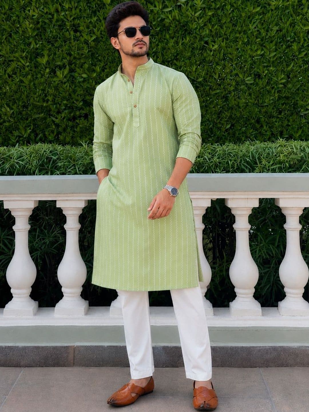 Anouk Men Pure Cotton Self Pattern Long Kurta - view 1
